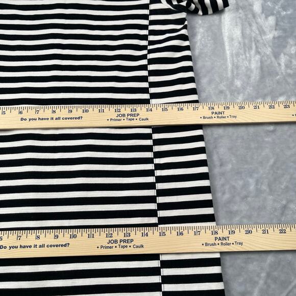 J Crew Dress Womens Small Black White Stripe Shift Seamed Cotton Stretch C6514 - Picture 9 of 16